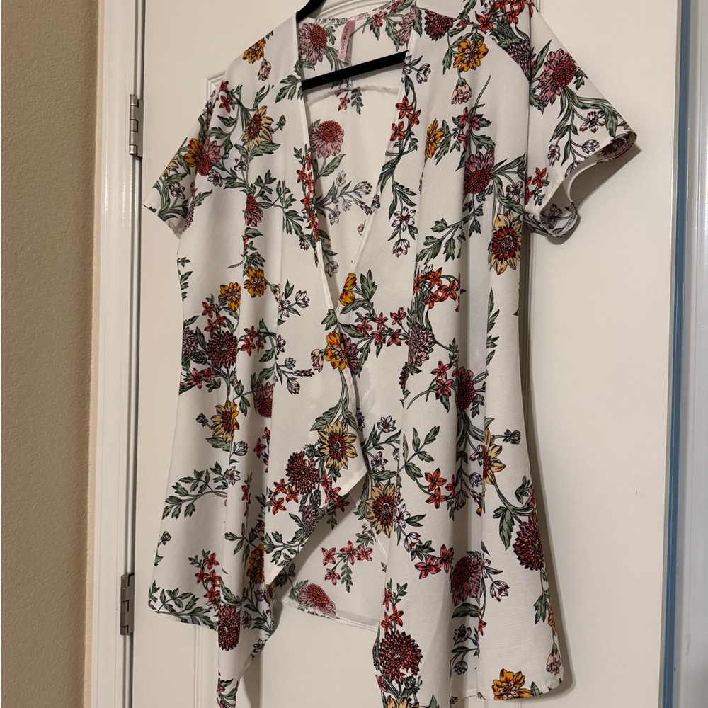 Cool Melon Floral Print Women's Kimono Top
